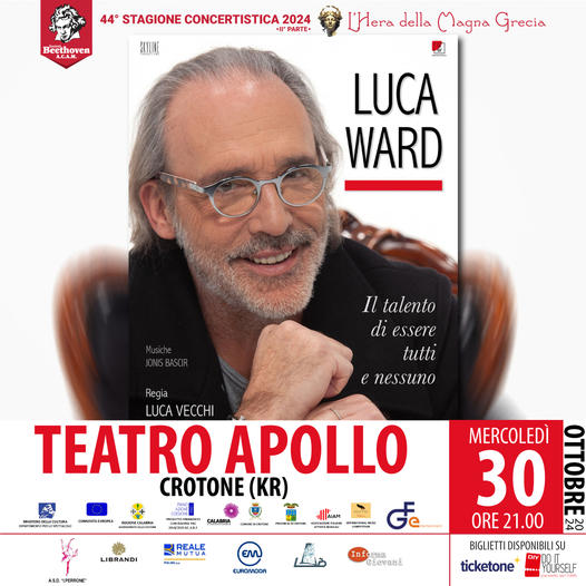 Locandina-Luca-Ward-30-ottobre Beethoven Acam, Luca Ward in scena al Teatro Apollo di Crotone